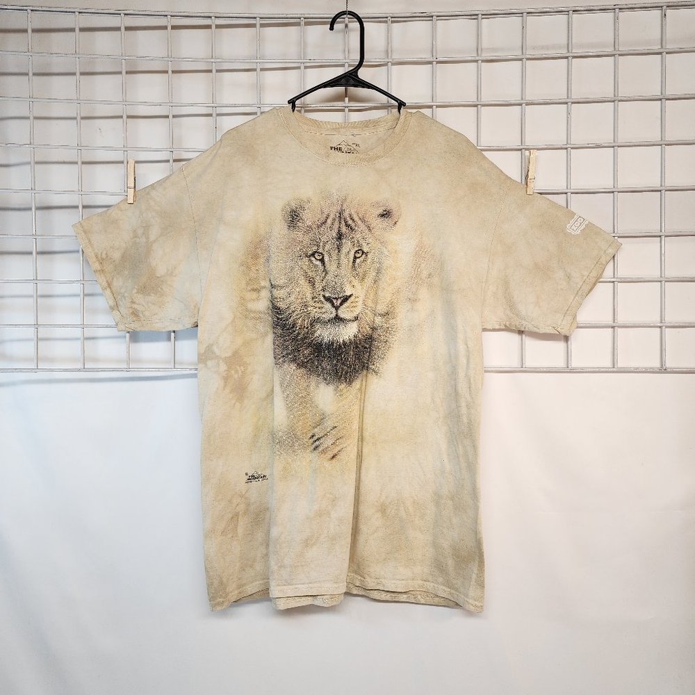 Size XL Vintage The Mountain Zoo Atlanta Lion T shirt beige all over print aop